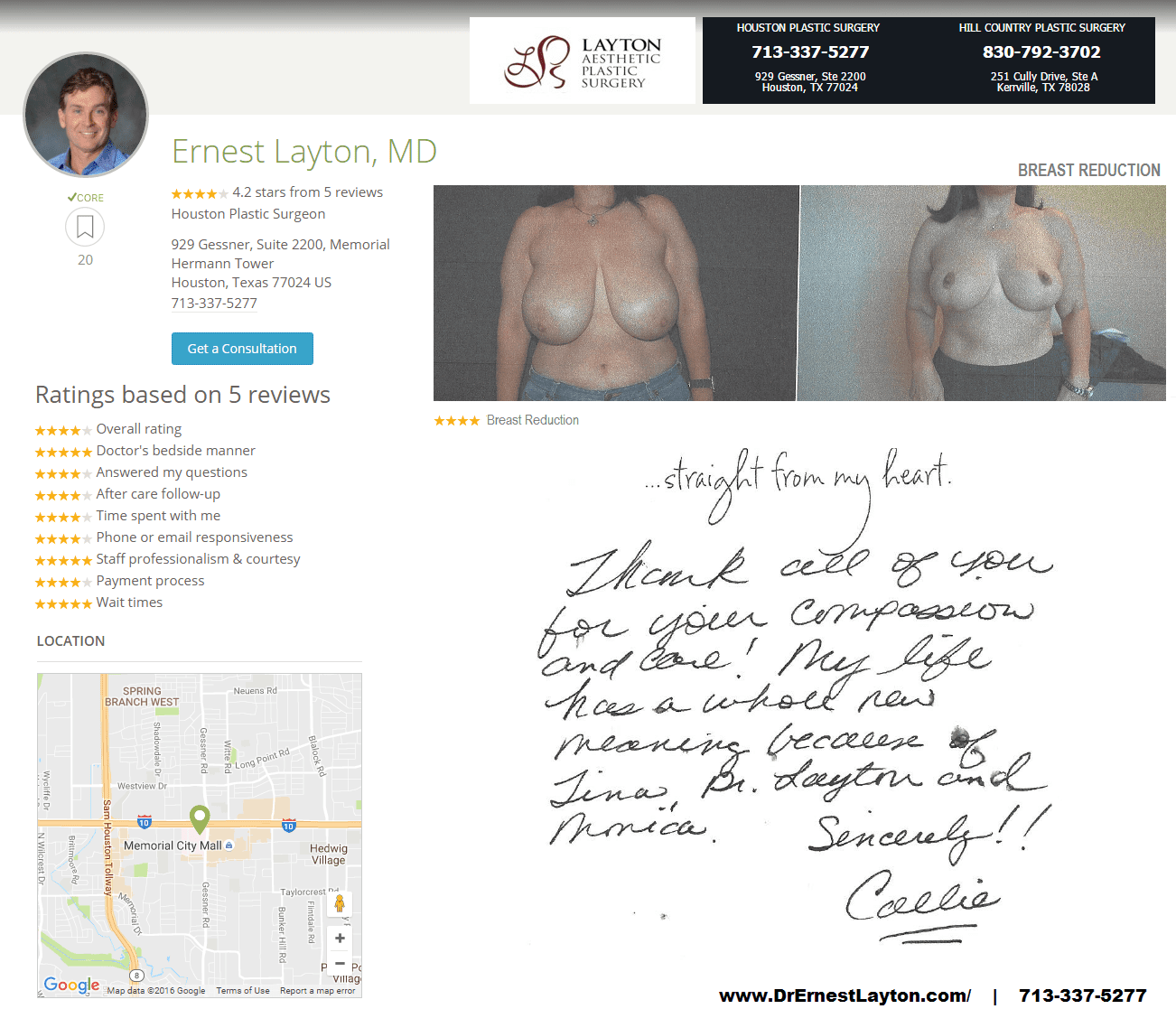 5 stars google review of breast reduction